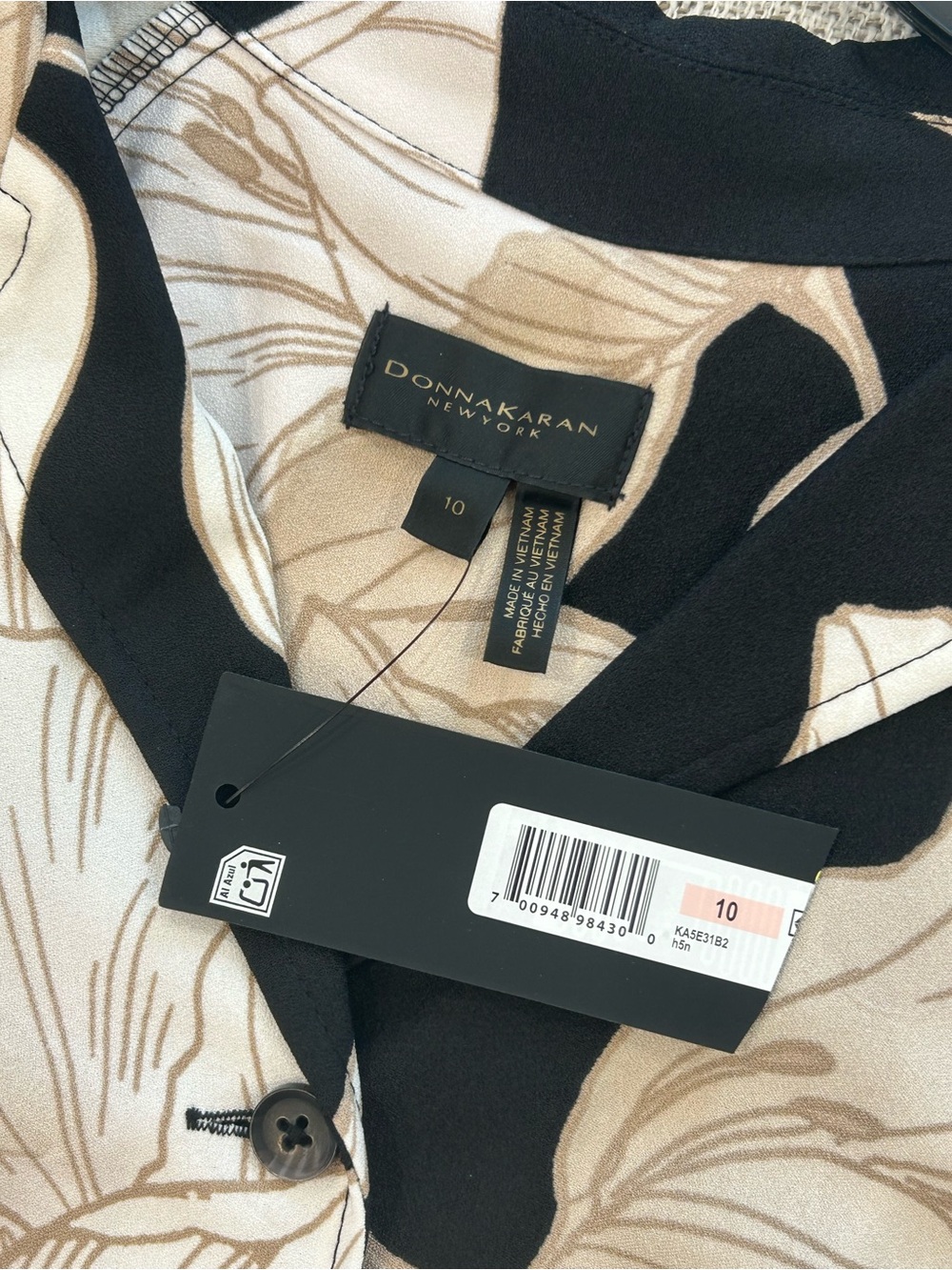 Donna Karan Black and Cream Floral Maxi Shirt Dress NWT - Picture 3 of 7